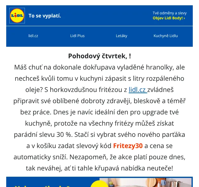 Lidl Plus: Horkovzdušné fritézy se slevou 30 % – červenec 2026