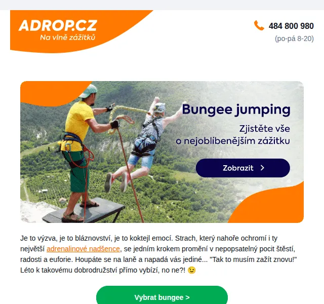 Adrop.cz: Bungee jumping sleva až 40 % – červenec 2026 | Nuslet.cz