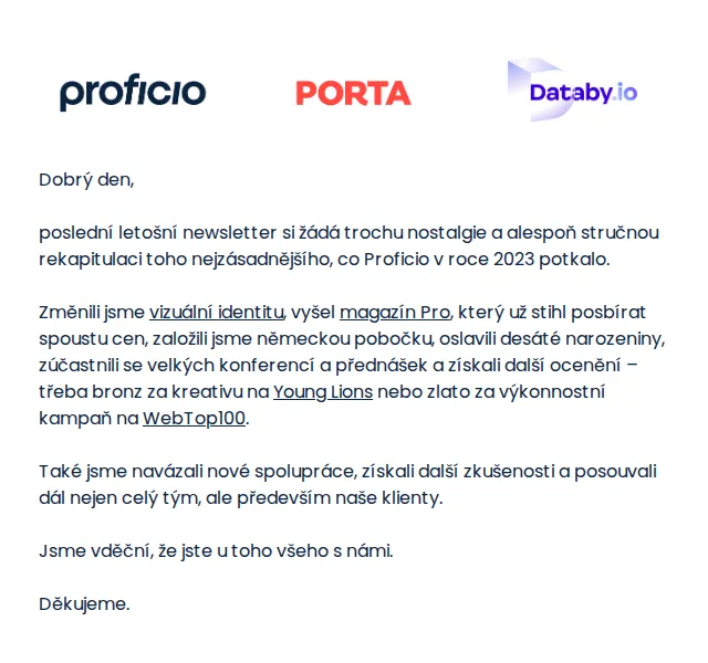 PROFICIO tým: Vánoční showreel a marketingové čtení – prosinec 2026 | Nuslet.cz