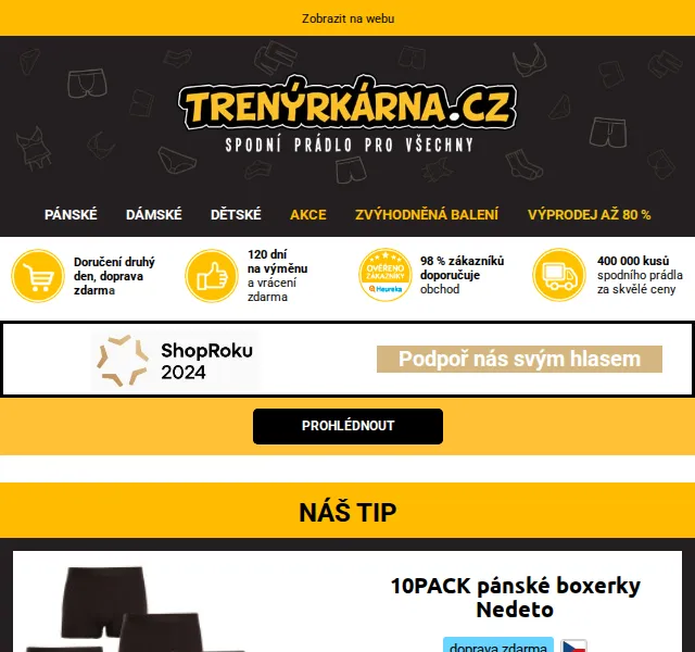 Lukáš z Trenýrkárna.cz: Pánské boxerky Nedeto sleva 60 % – červen 2026 | Nuslet.cz