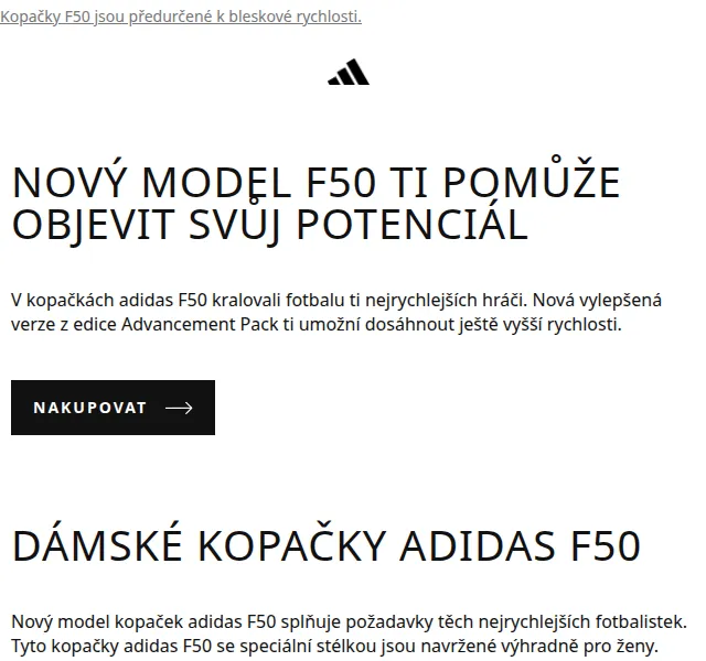 Adidas: Nové F50 kopačky – červenec 2026 | Nuslet.cz