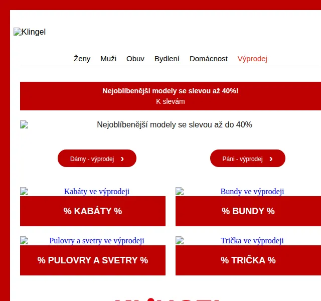 KLiNGEL: Nejoblíbenější modely se slevou až 40 % – červen 2026 | Nuslet.cz