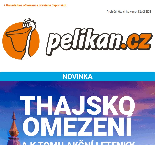 ✈ Pelikan.cz: Thajsko už od 8 990 Kč – červen 2026 | Nuslet.cz