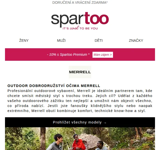Spartoo.cz: Doručení zdarma Merrell, Diesel, Umbro, Geox – červen 2026 | Nuslet.cz