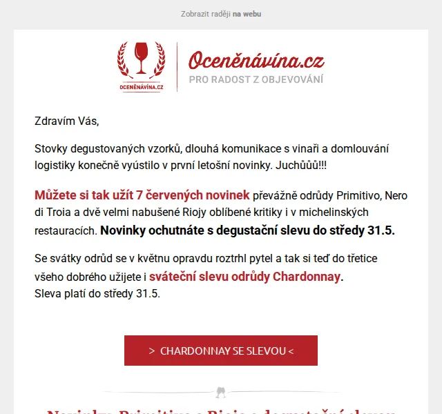 Vláďa z Oceněnávína.cz: Sleva na Chardonnay a nová Primitivo – červen 2026 | Nuslet.cz