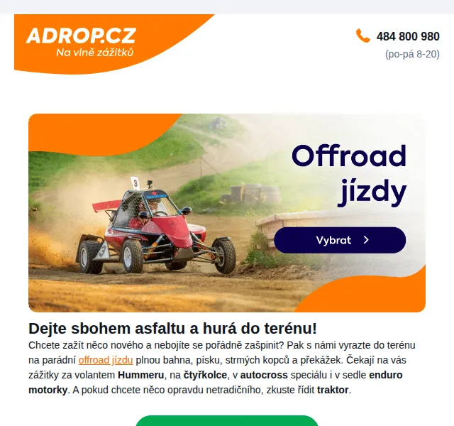 Adrop: Offroad zážitkové dárky – červenec 2026 | Nuslet.cz