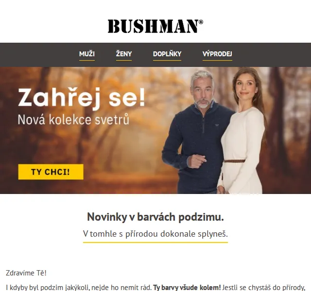 BUSHMAN: Nová podzimní kolekce 2026 – košile, svetry a šaty od 599 Kč | Nuslet.cz