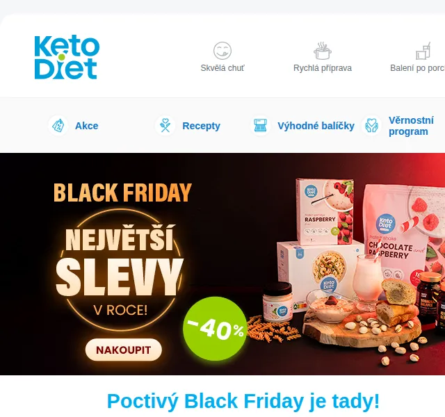 KetoDiet: Sleva 40 % na celý nákup – Black Friday – červenec 2026 | Nuslet.cz