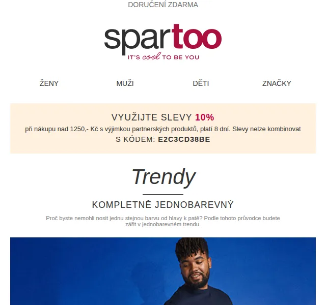 Spartoo.cz: Sleva 10 % na jednobarevný look – červen 2026 | Nuslet.cz