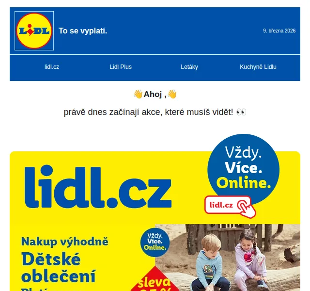 Lidl: Sleva 25 % na dětskou módu + zahradní vybavení – březen 2026