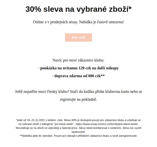 orsay Pre Black Week: sleva 30 % na vybrané zboží – listopad 2021 | Nuslet.cz