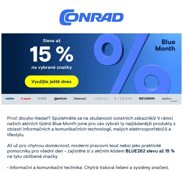 Conrad Electronic: až 15 % na nářadí a elektro – srpen 2026