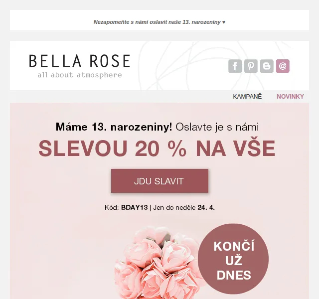 Bella Rose: SLEVA 20 % na vše – červen 2026 | Nuslet.cz