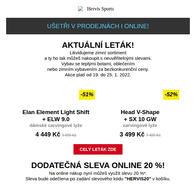 Hervis: Likvidace zimního sortimentu až -62 % – leden 2022 | Nuslet.cz