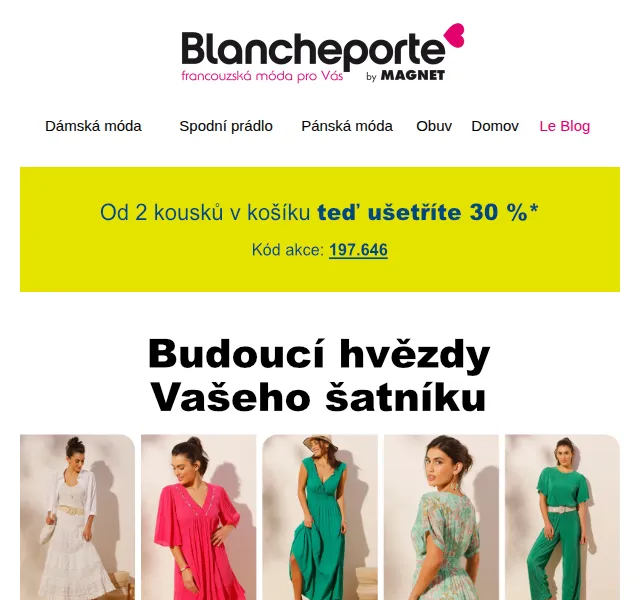 Blancheporte: -30 % na nové přírůstky – červenec 2026 | Nuslet.cz
