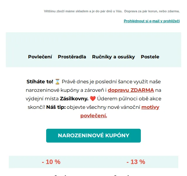 Výprodej povlečení: Narozeninové kupóny až 20 % – červenec 2026 | Nuslet.cz