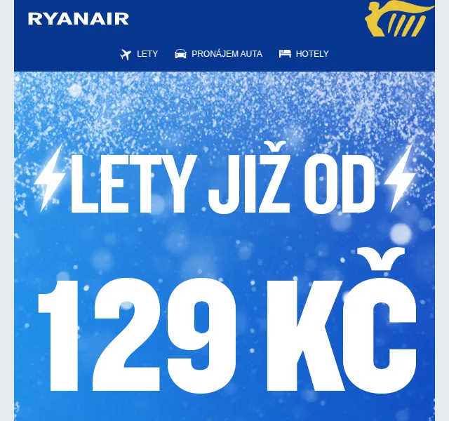Ryanair: letenky od 129 Kč – výprodej červen 2026 | Nuslet.cz