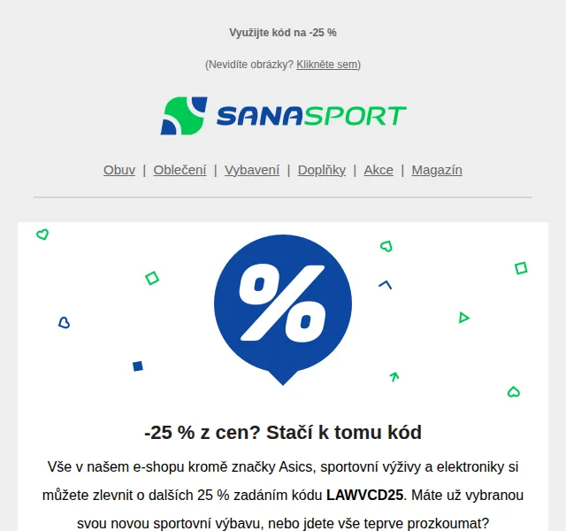 Sanasport: -25 % na sportovní vybavení – červen 2026 | Nuslet.cz