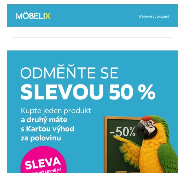 Möbelix: 50 % sleva na druhý kus nábytku – září