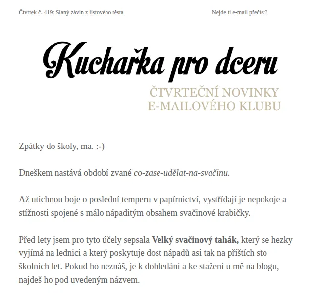 Florentýna - Kuchařka pro dceru: Slaný závin a sleva na knihy – červen 2026 | Nuslet.cz