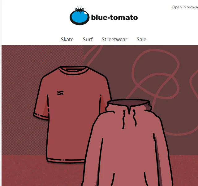 BLUE TOMATO: 2 trička za 30 € nebo 2 mikiny za 60 € – červenec 2026 | Nuslet.cz