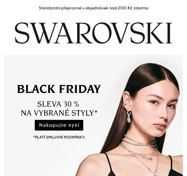 Swarovski: sleva 30 % na vybrané styly – Black Friday 2026 | Nuslet.cz