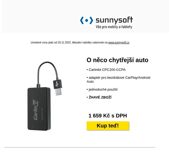 Sunnysoft: Carlinkit, Xiaomi a další tipy – listopad 2022 | Nuslet.cz