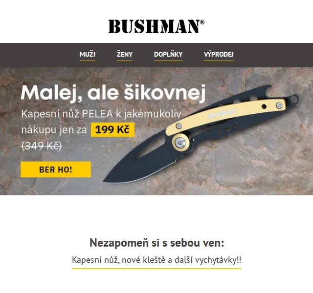 BUSHMAN: Nože a nářadí na houby od 199 Kč – červenec 2026 | Nuslet.cz
