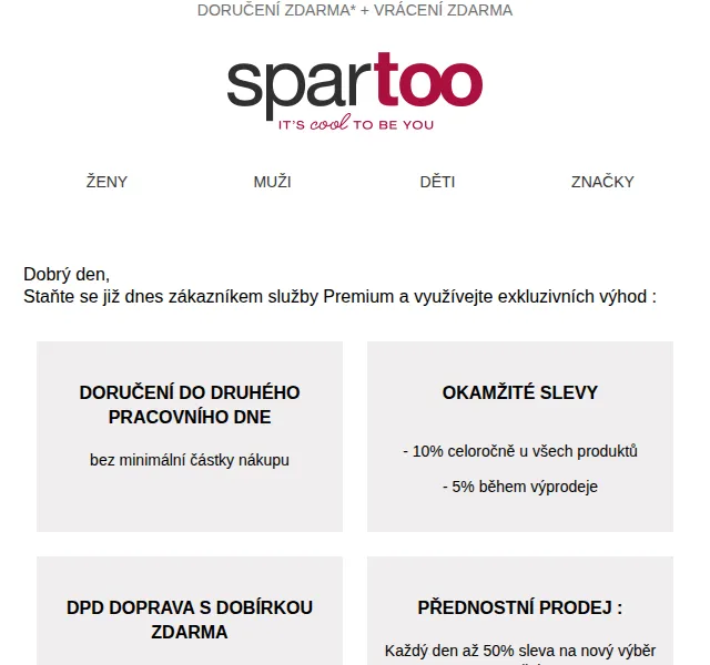 Spartoo: Premium program s dopravou zdarma – červenec 2026 | Nuslet.cz