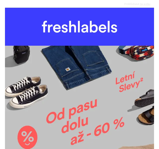 Freshlabels: Letní slevy až 60 % na boty, kraťasy a kalhoty – červen 2026 | Nuslet.cz