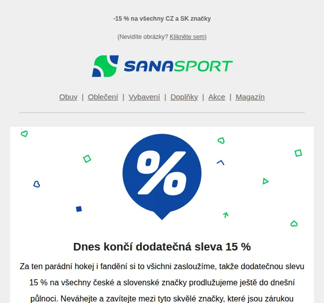 Sanasport: Sleva 15 % na české a slovenské značky – červen 2026 | Nuslet.cz