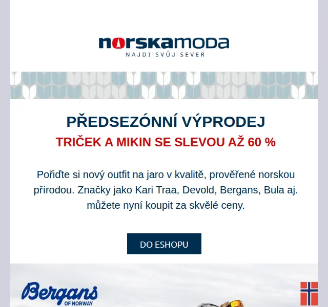Norskamoda.cz: Předsezónní výprodej triček a mikin – slevy až 60 % – červen 2026 | Nuslet.cz