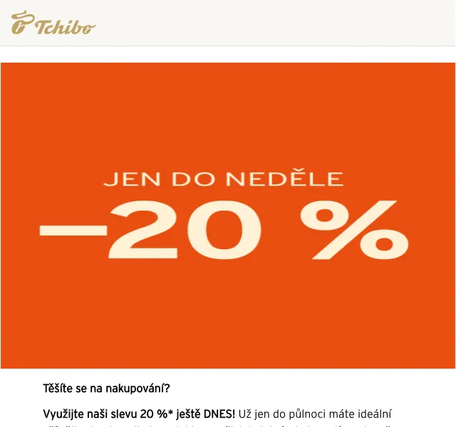 Tchibo: 20% sleva do půlnoci – září 2026