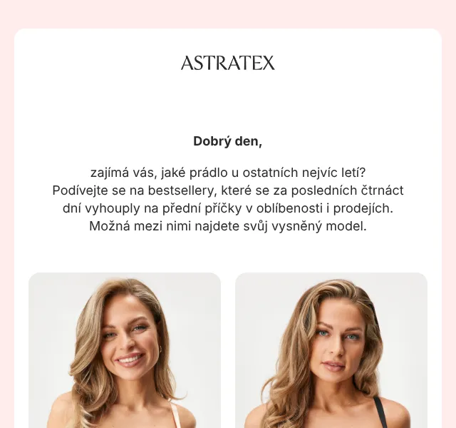 Astratex.cz: Bestsellery podprsenek – srpen 2026 | Nuslet