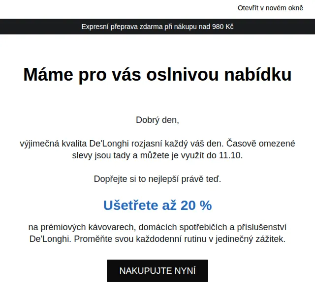 De'Longhi: Až 20% sleva na kávovary a spotřebiče – červenec 2026 | Nuslet.cz