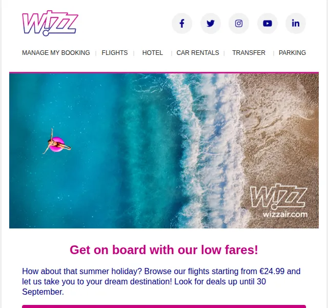 Wizz Air: letenky od 24,99 € – červenec 2026 | Nuslet.cz