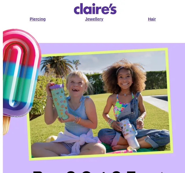 Claire's: Buy 3 Get 3 na vše – červenec 2026 | Nuslet.cz