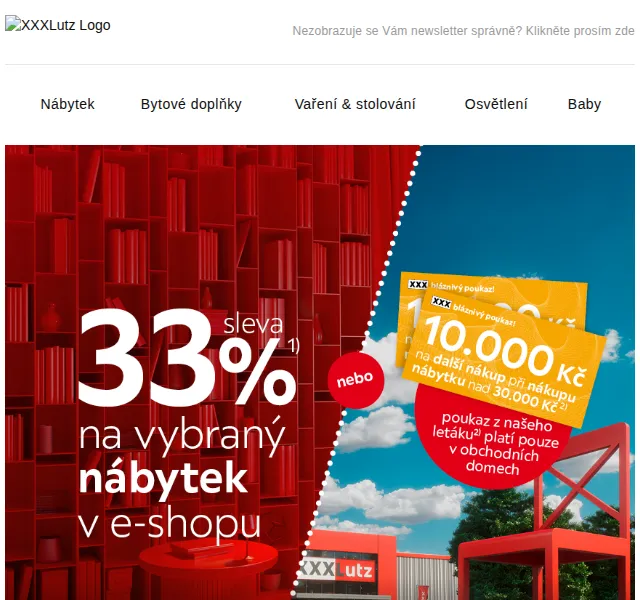 XXXLutz: Sleva 33 % na vybraný nábytek – červen 2026 | Nuslet.cz