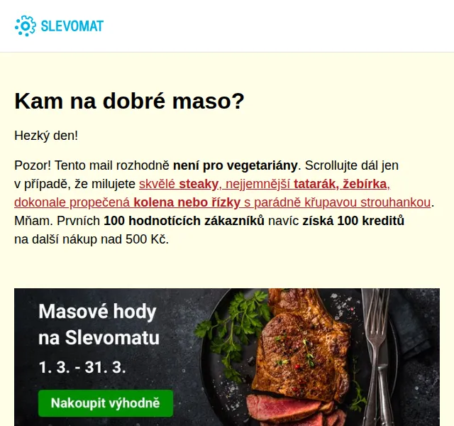 Slevomat: Steaky, koleno a řízky od 199 Kč – červenec 2026 | Nuslet.cz