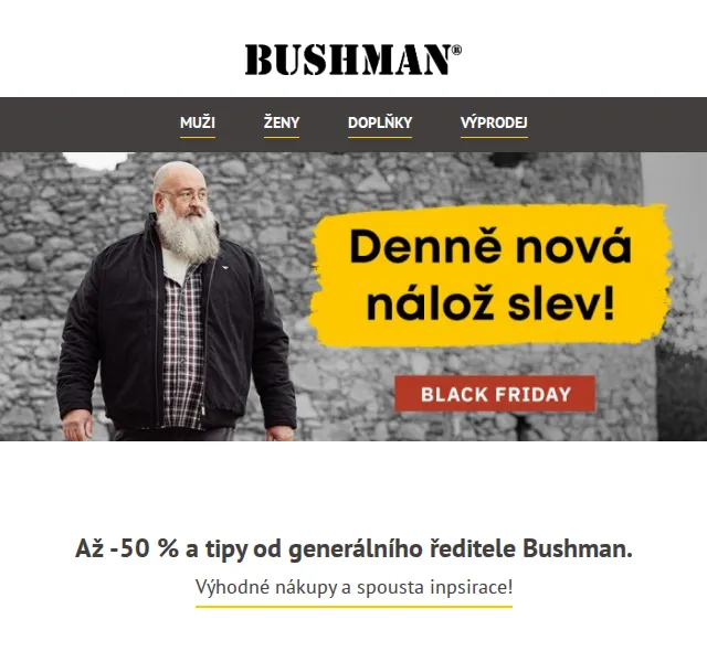 BUSHMAN: Až -50 % a tipy generálního ředitele – červenec 2026 | Nuslet.cz