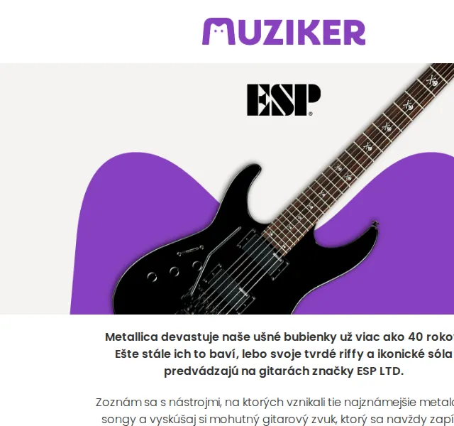 Muziker: kytary Metallica ESP LTD – červen 2026 | Nuslet.cz
