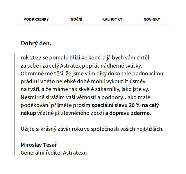Astratex: 20% sleva na celý nákup – prosinec 2022 | Nuslet.cz