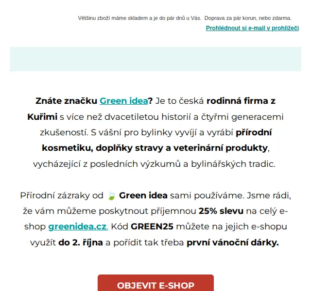 Green idea: -25 % na celý e-shop – říjen 2024 | Nuslet.cz