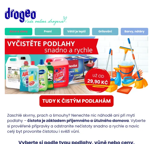 Drogeo: Čistič podlah od 29,90 Kč – červen 2026 | Nuslet.cz