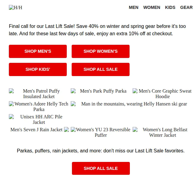 Helly Hansen: Last Lift Sale 40 % + extra 10 % – červenec 2026 | Nuslet.cz