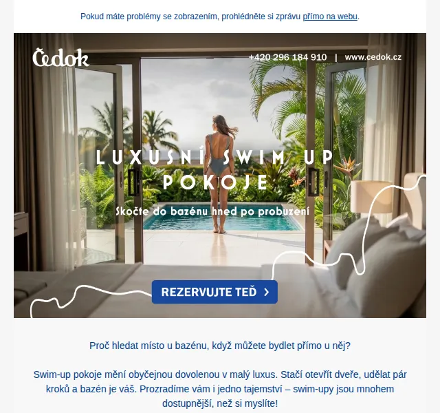 Čedok: Swim-up pokoje od 11 790 Kč – Duben 2026