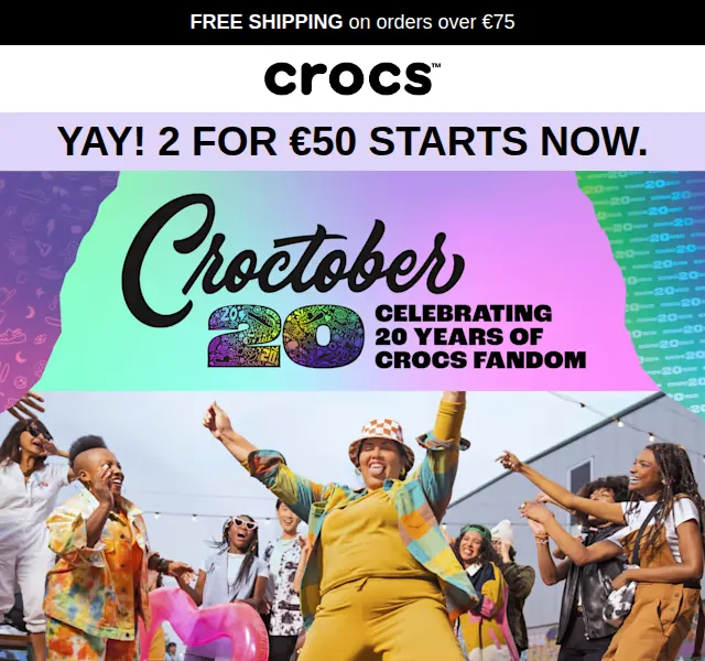 Crocs: 2 páry za 50 € – říjen 2026 | Nuslet.cz