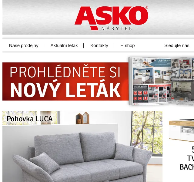 Asko Nábytek: SLEVA 50 % na veškerý nábytek – červen 2026 | Nuslet.cz