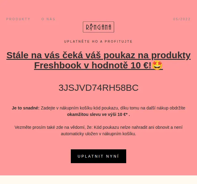 RINGANA: Sleva 10 € na Freshbook – červen 2026 | Nuslet.cz