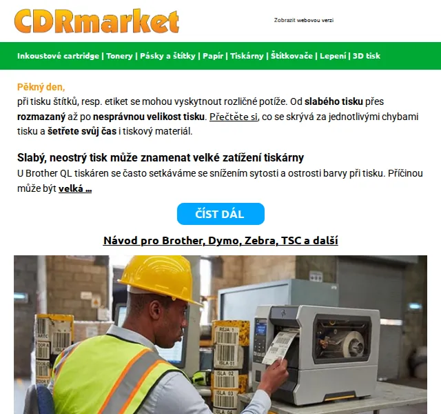 CDRmarket: Řešení problémů s tiskem štítků – červen 2026 | Nuslet.cz